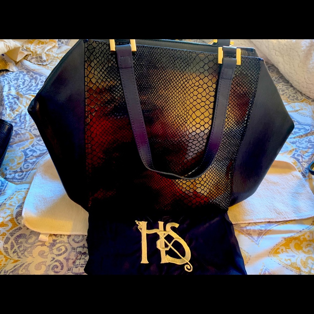 Blue Leather Shopper/Tote Bag